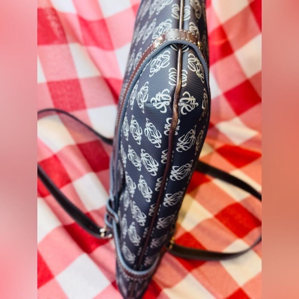 LOEWE Anagram tote bag handbag PVC leather navy light blue dark brown Rare - Picture 15 of 16